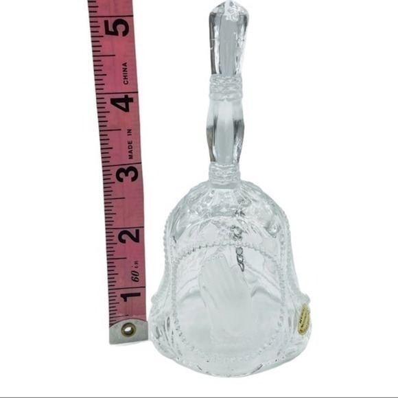 Crystal Glass - Bell Prayer Hands | Sz. 5" x 2.5" | Vintage Home Decor - Picture 2 of 10